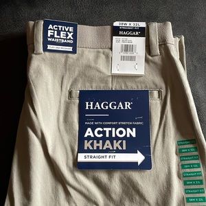 Nwt Haggar Action Khaki Pants 